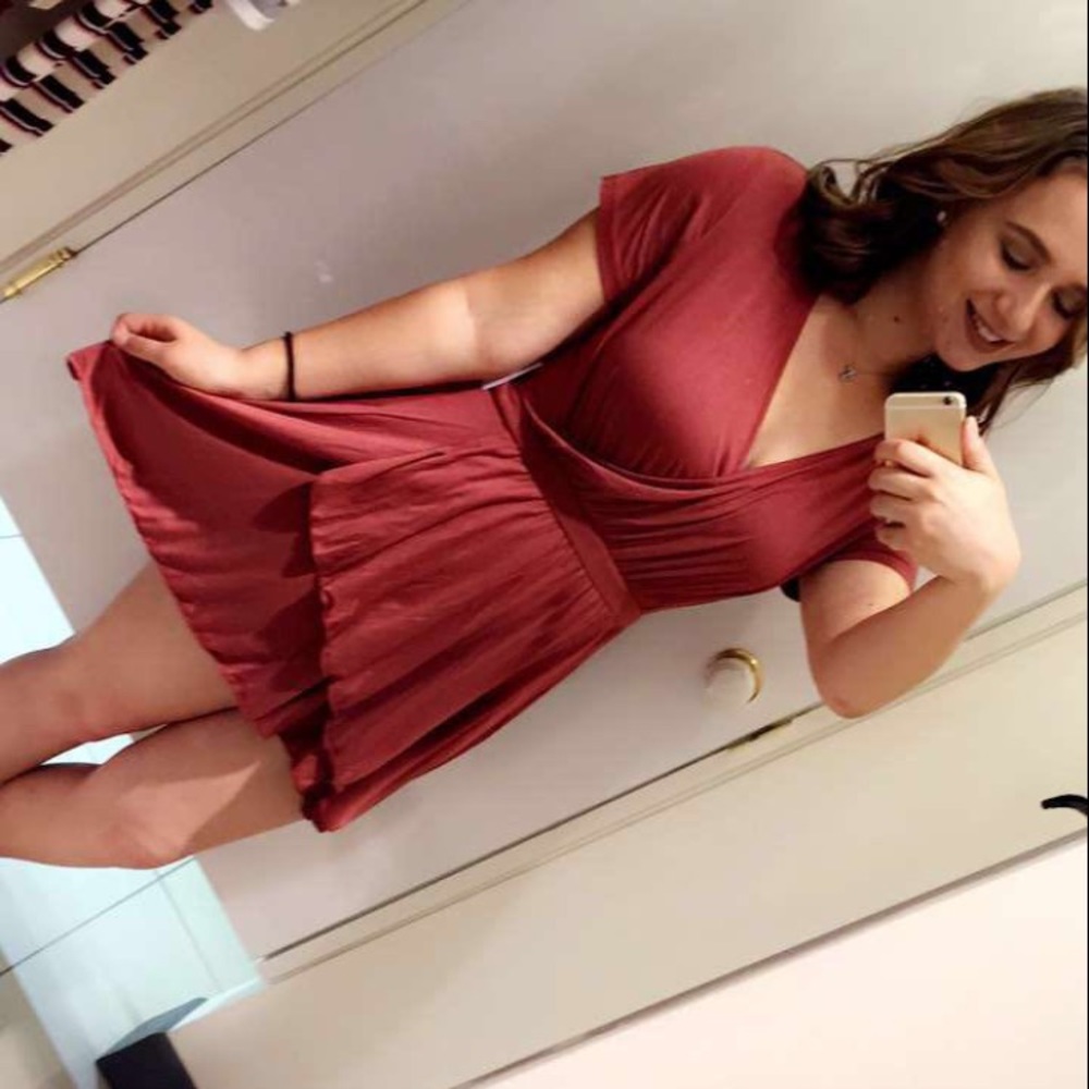 Rust red, flowy romper
